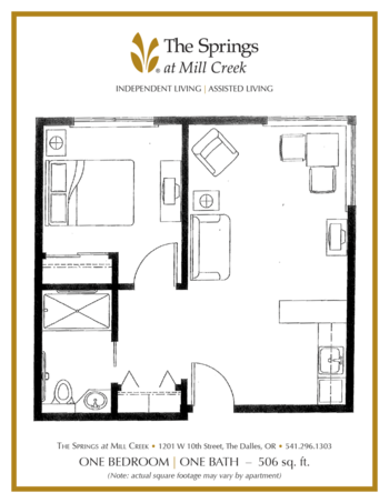 Floorplan of The Springs at Mill Creek, Assisted Living, The Dalles, OR 1