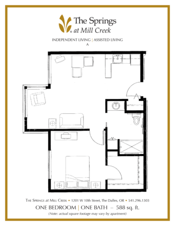 Floorplan of The Springs at Mill Creek, Assisted Living, The Dalles, OR 3