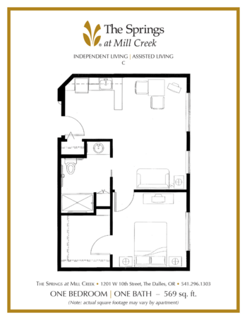Floorplan of The Springs at Mill Creek, Assisted Living, The Dalles, OR 7