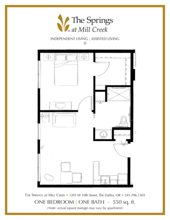 Floorplan of The Springs at Mill Creek, Assisted Living, The Dalles, OR 9