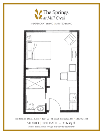 Floorplan of The Springs at Mill Creek, Assisted Living, The Dalles, OR 13
