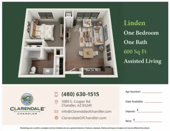 Floorplan of Clarendale of Chandler, Assisted Living, Chandler, AZ 5