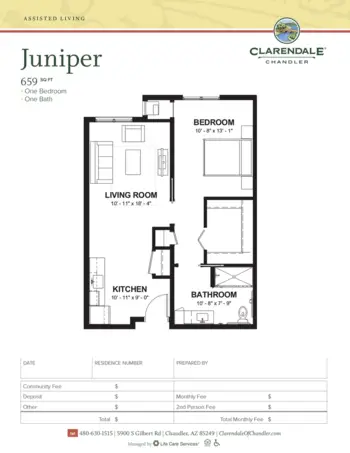 Floorplan of Clarendale of Chandler, Assisted Living, Chandler, AZ 18