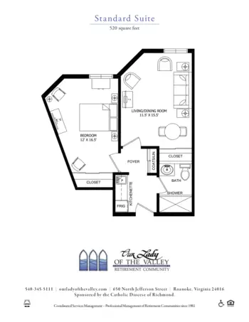 Floorplan of Our Lady of the Valley, Assisted Living, Roanoke, VA 4