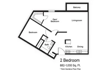 Floorplan of Park Gardens Apartments, Assisted Living, Waite Park, MN 2