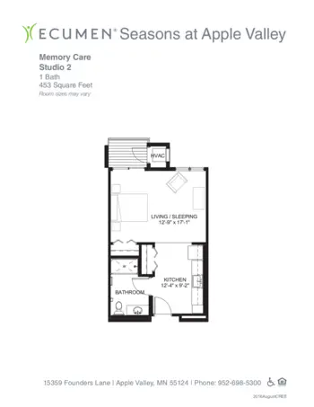 Floorplan of Ecumen Seasons at Apple Valley, Assisted Living, Memory Care, Apple Valley, MN 4