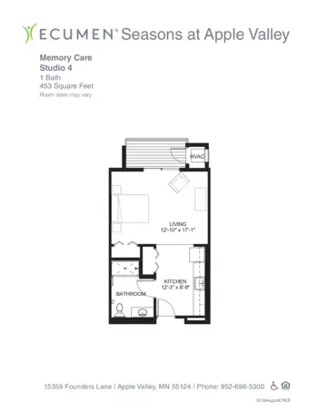 Floorplan of Ecumen Seasons at Apple Valley, Assisted Living, Memory Care, Apple Valley, MN 6