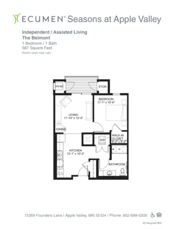 Floorplan of Ecumen Seasons at Apple Valley, Assisted Living, Memory Care, Apple Valley, MN 7