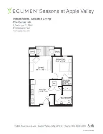 Floorplan of Ecumen Seasons at Apple Valley, Assisted Living, Memory Care, Apple Valley, MN 9