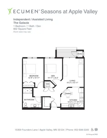 Floorplan of Ecumen Seasons at Apple Valley, Assisted Living, Memory Care, Apple Valley, MN 11