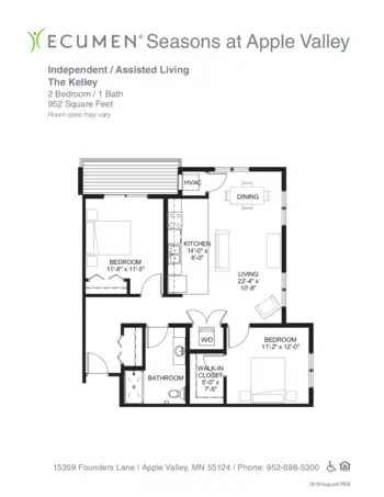 Floorplan of Ecumen Seasons at Apple Valley, Assisted Living, Memory Care, Apple Valley, MN 13