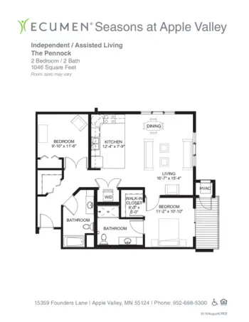 Floorplan of Ecumen Seasons at Apple Valley, Assisted Living, Memory Care, Apple Valley, MN 15