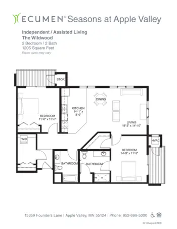Floorplan of Ecumen Seasons at Apple Valley, Assisted Living, Memory Care, Apple Valley, MN 17