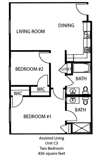 Floorplan of The Waterford at Mansfield, Assisted Living, Mansfield, OH 4