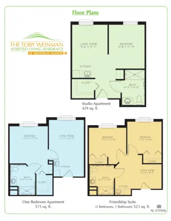 Floorplan of Toby Weinman Assisted Living Residence at Menorah Manor, Assisted Living, Saint Petersburg, FL 1