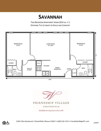 Floorplan of Friendship Village Saint Louis, Assisted Living, Memory Care, Saint Louis, MO 17