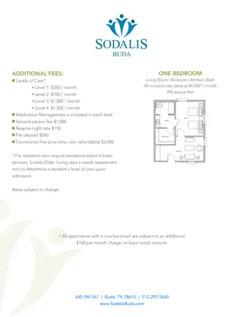 Floorplan of Sodalis Buda, Assisted Living, Buda, TX 2