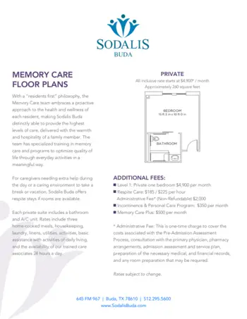 Floorplan of Sodalis Buda, Assisted Living, Buda, TX 3