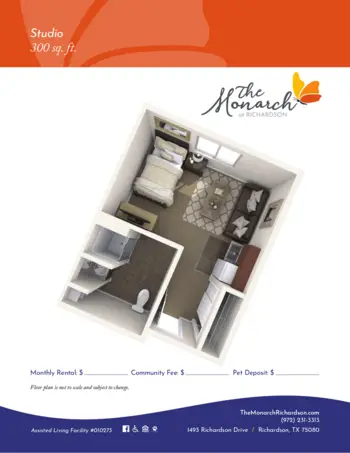 Floorplan of The Monarch of Richardson, Assisted Living, Richardson, TX 3