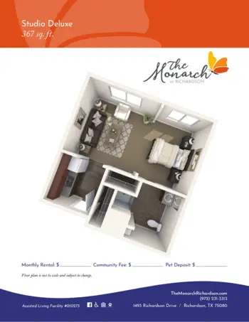 Floorplan of The Monarch of Richardson, Assisted Living, Richardson, TX 4