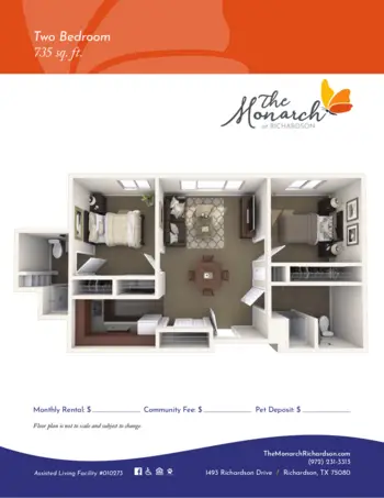 Floorplan of The Monarch of Richardson, Assisted Living, Richardson, TX 5