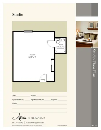 Floorplan of Atria Burlingame, Assisted Living, Burlingame, CA 1