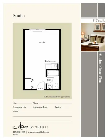 Floorplan of Atria South Hills, Assisted Living, Pittsburgh, PA 1