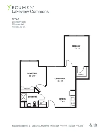 Floorplan of Ecumen Lakeview Commons, Assisted Living, Memory Care, Maplewood, MN 1