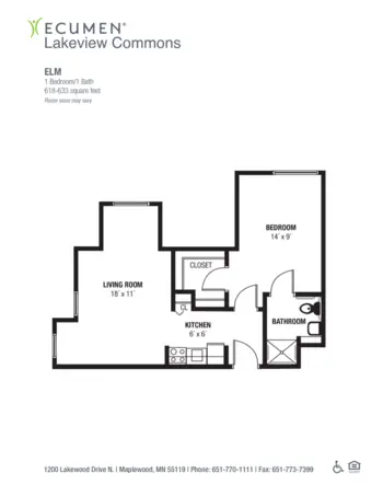 Floorplan of Ecumen Lakeview Commons, Assisted Living, Memory Care, Maplewood, MN 2
