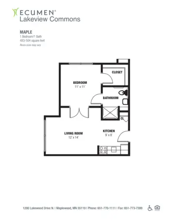 Floorplan of Ecumen Lakeview Commons, Assisted Living, Memory Care, Maplewood, MN 3