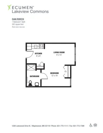 Floorplan of Ecumen Lakeview Commons, Assisted Living, Memory Care, Maplewood, MN 4