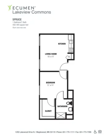 Floorplan of Ecumen Lakeview Commons, Assisted Living, Memory Care, Maplewood, MN 7