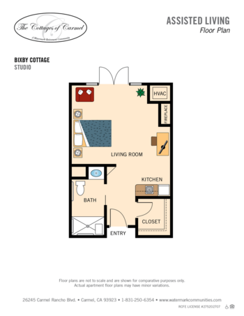 Floorplan of Cottages of Carmel, Assisted Living, Carmel, CA 1