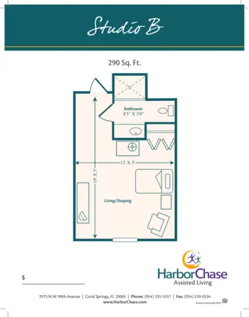 Floorplan of HarborChase of Coral Springs, Assisted Living, Coral Springs, FL 2