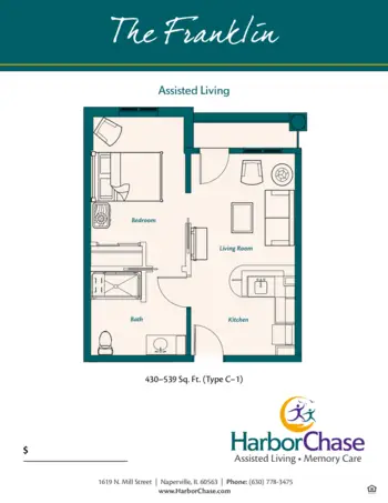 Floorplan of HarborChase of Naperville, Assisted Living, Naperville, IL 3