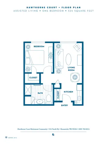 Floorplan of Hawthorne Court, Assisted Living, Kennewick, WA 1