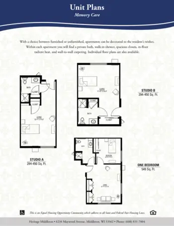 Floorplan of Heritage Middleton, Assisted Living, Memory Care, Middleton, WI 5