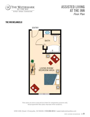 Floorplan of The Watermark by the Bay, Assisted Living, Emeryville, CA 3