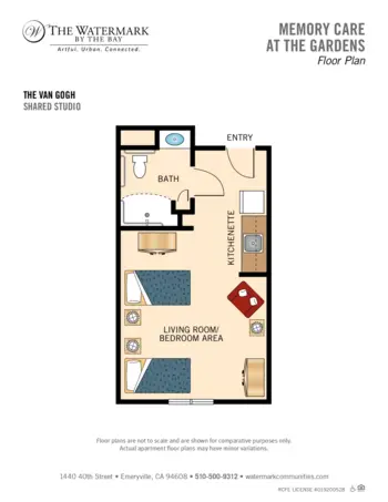 Floorplan of The Watermark by the Bay, Assisted Living, Emeryville, CA 8