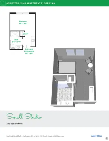 Floorplan of Aster Place, Assisted Living, Lafayette, IN 14