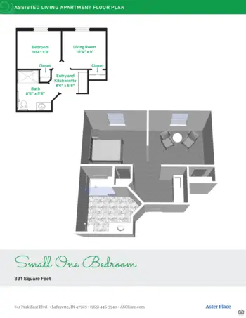 Floorplan of Aster Place, Assisted Living, Lafayette, IN 9