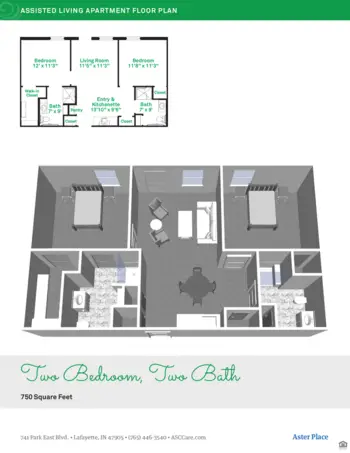 Floorplan of Aster Place, Assisted Living, Lafayette, IN 12