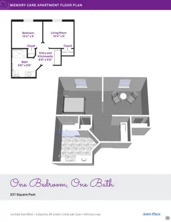 Floorplan of Aster Place, Assisted Living, Lafayette, IN 1