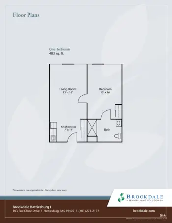Floorplan of Brookdale Hattiesburg, Assisted Living, Memory Care, Hattiesburg, MS 2