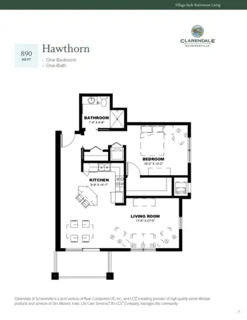 Floorplan of Clarendale of Schererville, Assisted Living, Schererville, IN 4