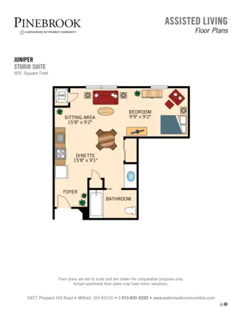 Floorplan of Pinebrook, Assisted Living, Milford, OH 1