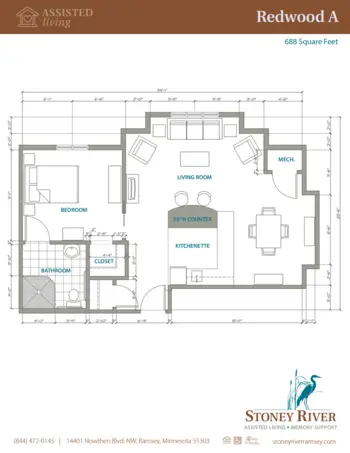 Floorplan of Stoney River, Assisted Living, Memory Care, Ramsey, MN 4