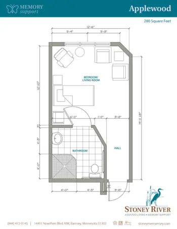 Floorplan of Stoney River, Assisted Living, Memory Care, Ramsey, MN 7