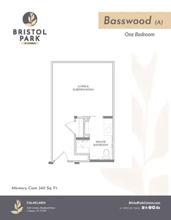 Floorplan of Bristol Park at Conroe Memory Care, Assisted Living, Memory Care, Conroe, TX 1