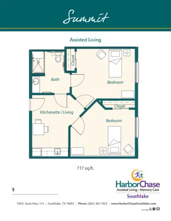 Floorplan of HarborChase of Southlake, Assisted Living, Southlake, TX 8